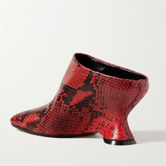 Dries Van Noten Snake-Effect Leather Mules Red - IT 40/US 9 - Picture 2 of 4